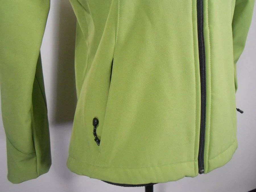 Hermosa chaqueta de esquí de manga larga con cremallera completa verde diamante negra pequeña para mujer Foto 3 de 4