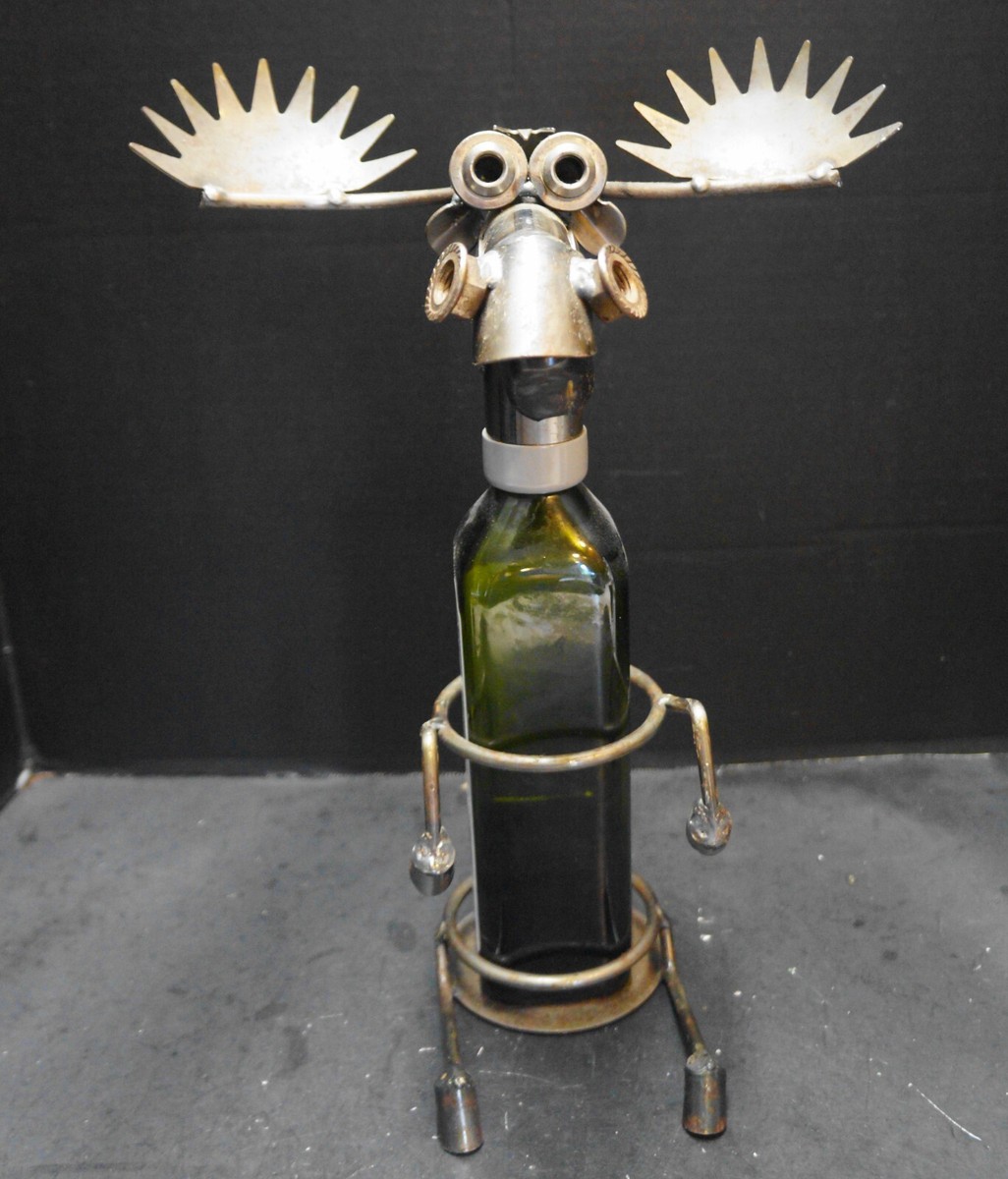 Welded Wine Bottle Holder Moose Elk Deer Welded Steel Wine Bottle