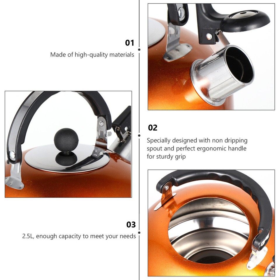 Tea Kettle for Stove Top Orange Boiling Stovetop Kettles Pot Home Use