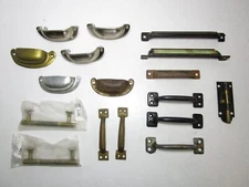 Misc Lot 17pcs Vtg Metal Cabinet Handles Drawer Pulls Office Desk Hamilton