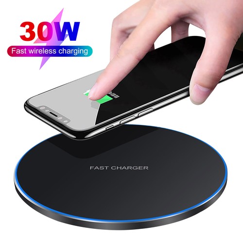 30W Wireless Charger Fast Charging Mat For iPhone 15 14 13 X Samsung S24 S23 S22 - Foto 1 di 26