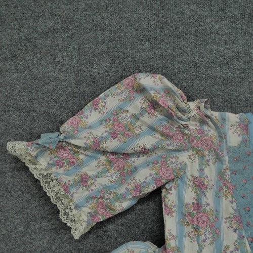 Vintage Handmade Dress Girls 6 Small Blue Floral Pink Victorian Youth - Picture 3 of 10
