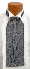 Boys Black & Silver Paisley Ascot Cravat Tie with Pin Victorian Morning Dress