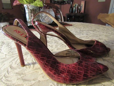 snake print slingback heels
