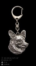 Welsh Corgi silver covered keyring, high quality keychain Art Dog