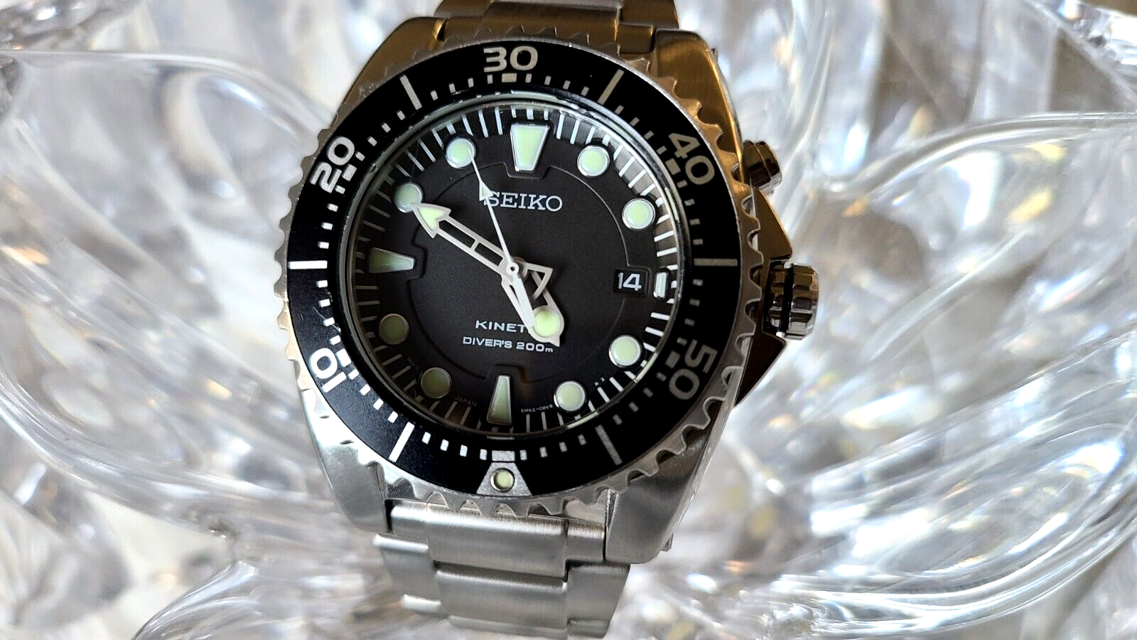 SEIKO Kinetic Diver 200m 5M62-0BL0 Quartz Black Dial Men's Watch (D54). |  eBay