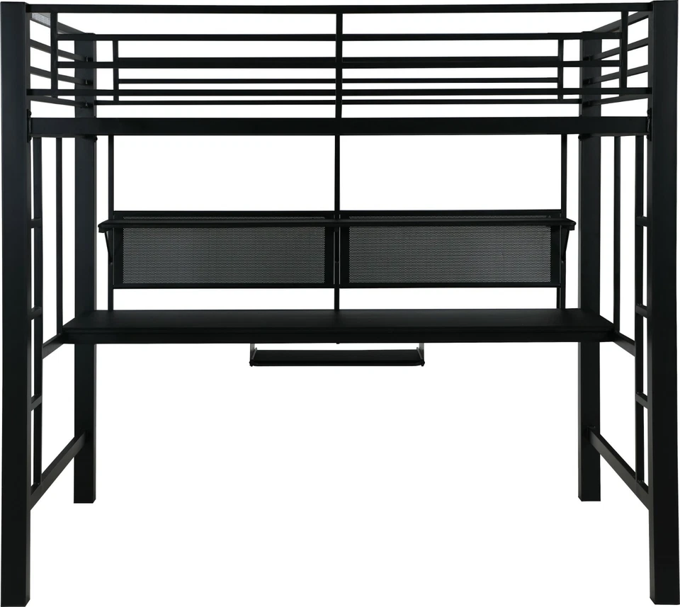 Cama tipo loft Coaster 460023 Bomar tamaño completo con escritorio metal resistente negra Foto 2 de 4