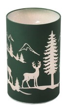 Windlicht Deko Glas Leuchter Zylinder LED Timer Hirsch Rentier Lampe Lichtsäule