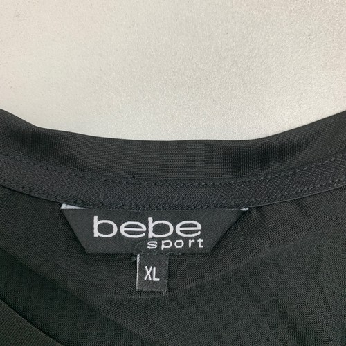 Bebe Sport Shirt Womens XL Extra Large Black Boxy Logo Crew Neck Vented Sleeves - Picture 9 of 11