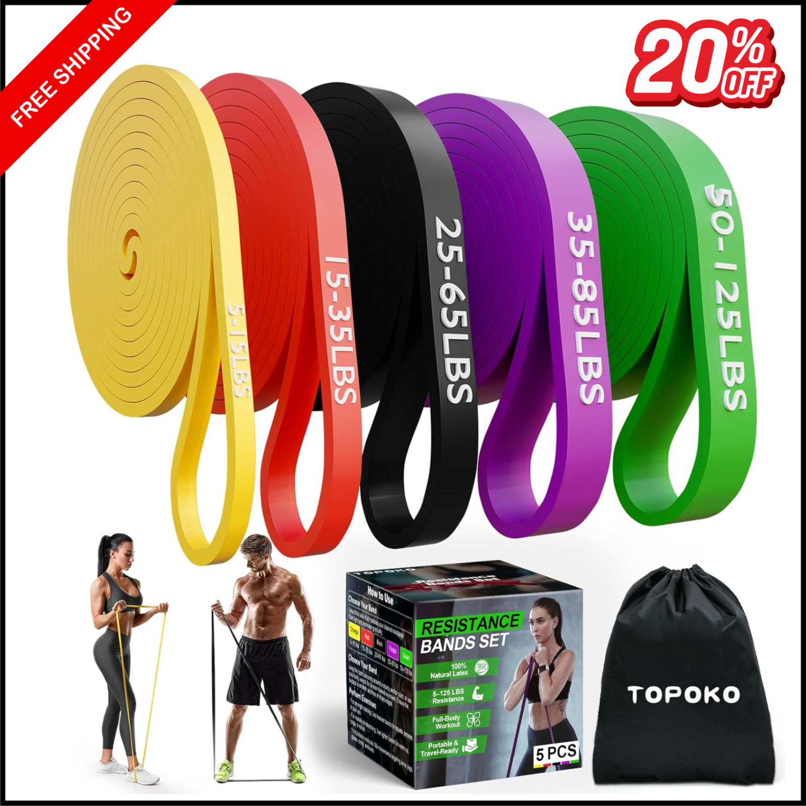 Set 5 Loop For Gym Exercise Pull Up Fitness Workout