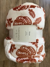 Threshold Throw Reversible Blanket Pumpkin 50in x 60in Fall Cozy Sherpa New