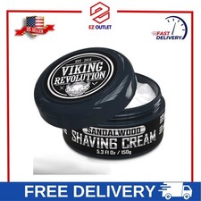 Viking Revolution Luxury Shaving Cream for Men- Sandalwood Scent - Soft, Smooth