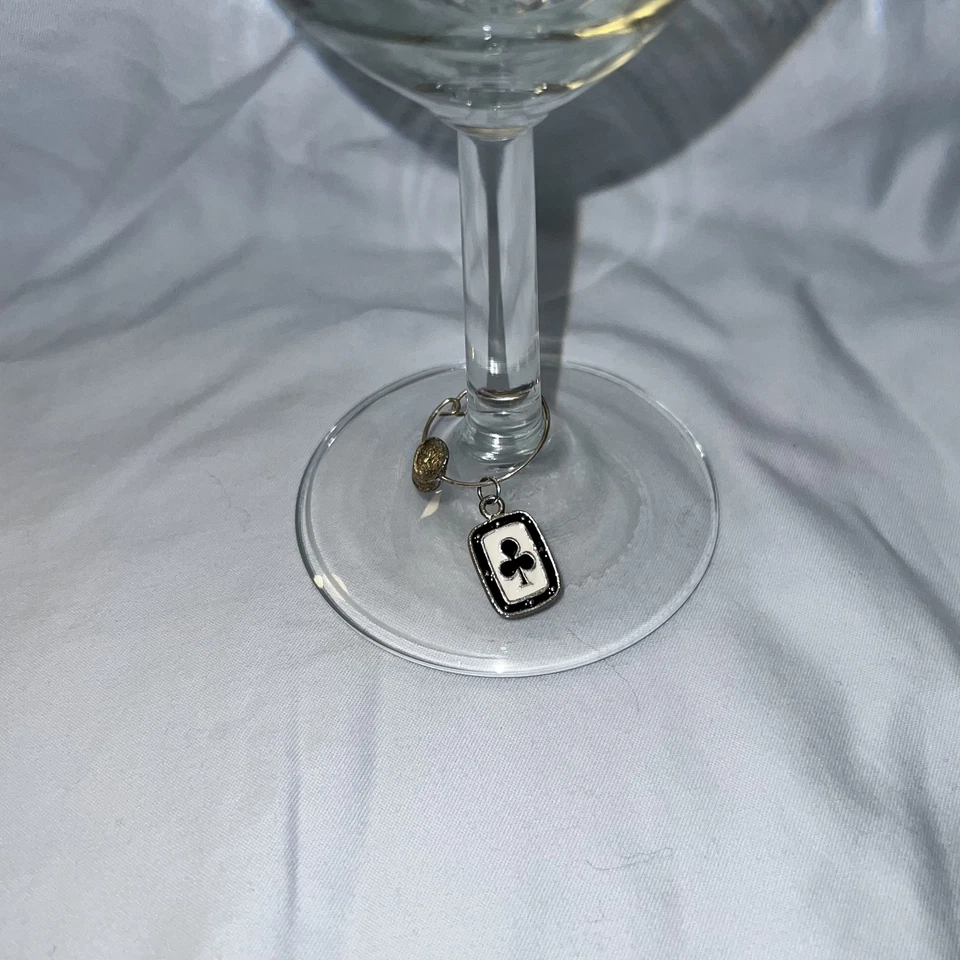 11 Vintage Poker/ Dice Theme Silver Tone Enamel Resin  Wine Charms - Image 2 of 4