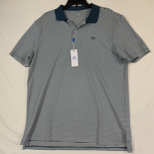 Southern Tide Polo Shirt Men's Large Green Striped Short Sleeve Golf Performance