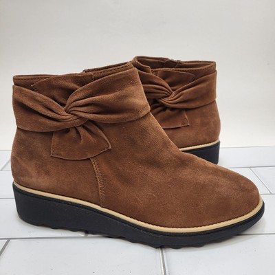Clarks Collection Sharon Salon Women Brown Suede Boots US Size