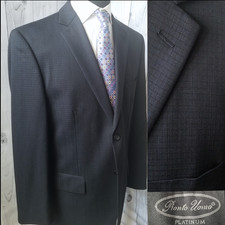 Pronto Uomo "Platinum" Men Blazer 44R Charcoal Blue Check Sports Coat Jacket