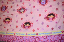 6H WOW DORA the EXPLORER Friends cotton blend Twin Flat Bed Sheet Fabric 