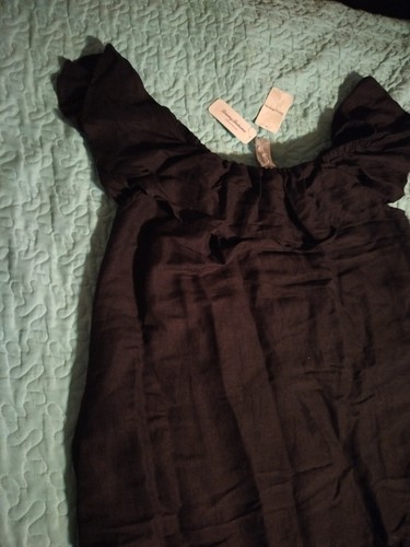 Tommy Bahama St Lucia OTS Tier Maxi Linen Blend Dress NWT Women's Large Black - Picture 2 of 6