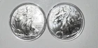 Lot of 2 American Silver Eagle 1 oz .999 Fine Silver Coins in Capsules