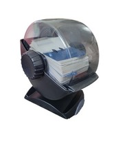 Rolodex Rotary Covered Card File Black Swivel Base W/ Cards Vntg Desk Organizer