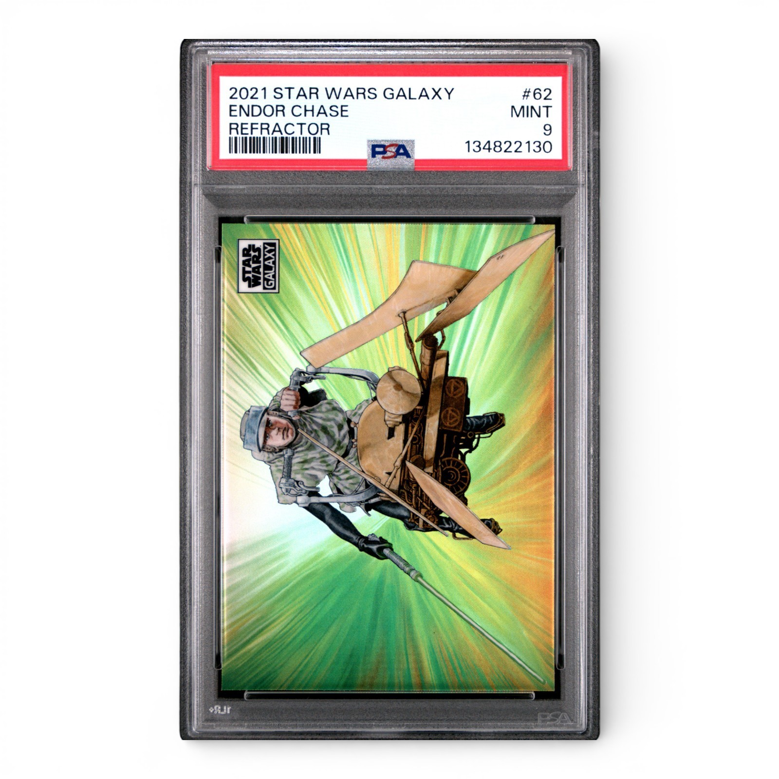 2021 Topps Chrome Star Wars Galaxy Endor Chase No. 62 Refractor - PSA 9