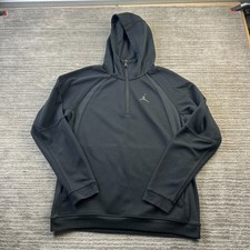 Jordan Hoodie Mens Medium Black Half Zip Dri Fit Logo