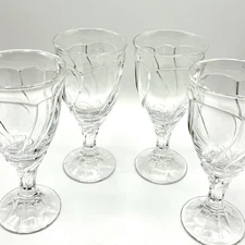 4 Noritake Sweet Swirl Clear Iced Tea Water Goblets Glasses Japan 10oz  7 3/8"