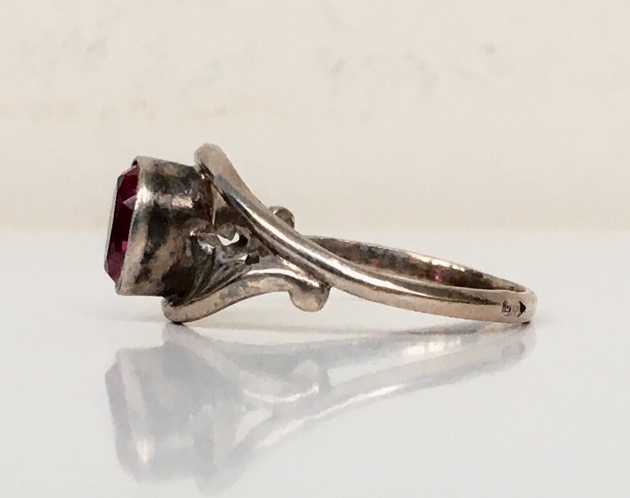 Ring № 77 Vintage Soviet Red Ruby Ring Silver Rin… - image 7