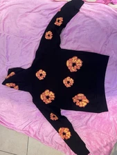 Denim Tear Black and orange Hoodie Size Medium