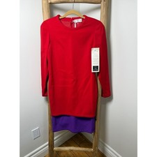 Valentino Miss V Red & Purple Colorblock Shift Dress Sz 38 IT/US 4 NWT Vintage