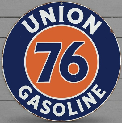 #ad Union 76 Gasoline 8quot; Diameter Novelty Metal Sign Made In USA New $14.49