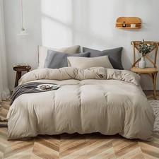 Luxurious 3-Piece King Comforter Set in Light Khaki Soft Microfiber Delight