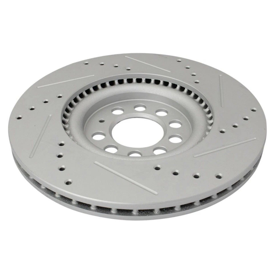 Par delantero Performance de rotor de freno perforado y ranurado con recubrimiento en G para VW Foto 3 de 4