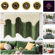 Unique 57"W x 39"L Green Macrame Wall Hanging - Textured Contemporary Fiber Art