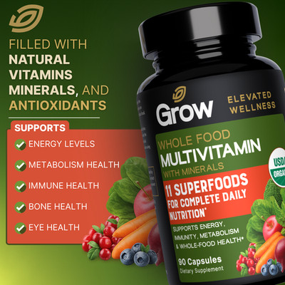 Whole Food Multivitamin for Women 50+ - 90 Vegan Capsules, 45 day supply