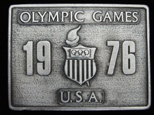 QH01140 VINTAGE 1976  U.S.A. OLYMPIC GAMES  COMMEMORATIVE BERGAMOT BELT BUCKLE