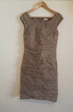 Phase Eight 10 Bronze Ruffle pintuck pleat ruched Pencil Bodycon Dress BNWOT