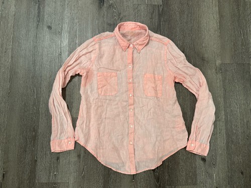 Lilly Pulitzer Sea View Linen Shirt Womens Medium Pink Button Down Collared