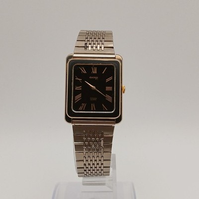 Vintage Citizen Exceed 4-853105 YO Quartz Square Gold Black Roman Dial Working