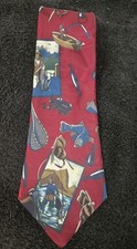 American Sports Maroon Fishing Print Novelty Neck Tie Made in USA