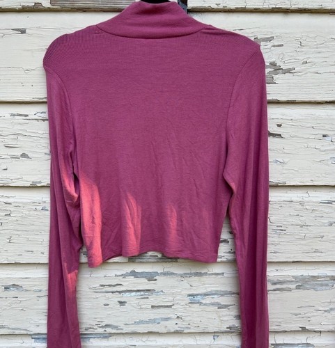 Aritzia Wilfred Body-Hugging Cropped Pullover Rhodon Pink Turtleneck Sz XL NWT - Picture 5 of 5