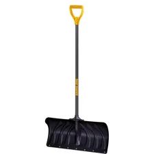 Snow Shovel 24in Plastic Blade Steel Handle Pusher Poly D Grip Durable Snow Tool