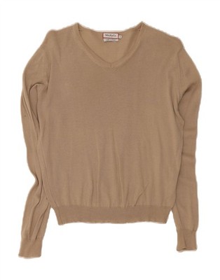 Max & Co. Damen Pullover Pulli V-Ausschnitt UK 14 Medium Beige Baumwolle KR07