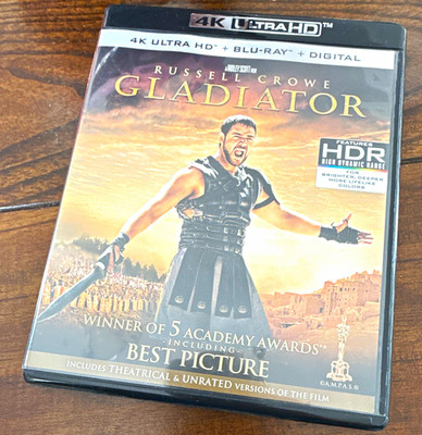 Gladiator 4K UHD Blu-ray HDR w/ Blu-ray Case English Russell Crowe Ridley Scott