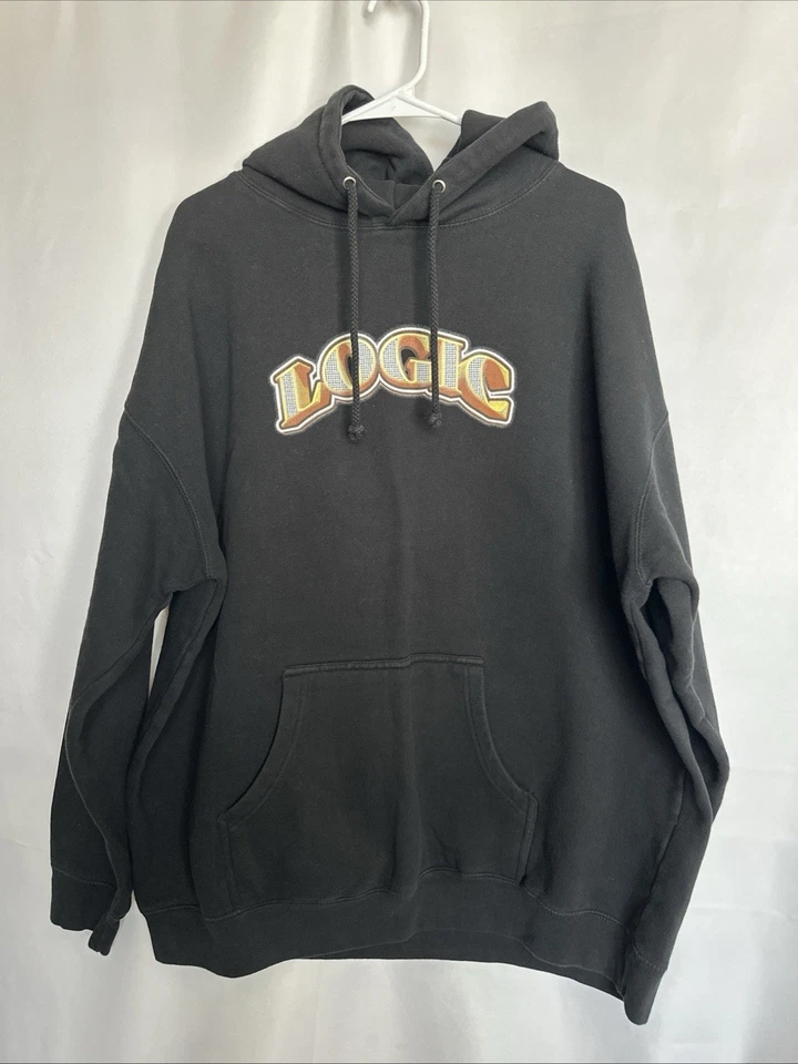 Sudadera con Capucha Pullover Logic Rap Para Hombres Paz, Amor y Positividad Negra 2XL Foto 3 de 4
