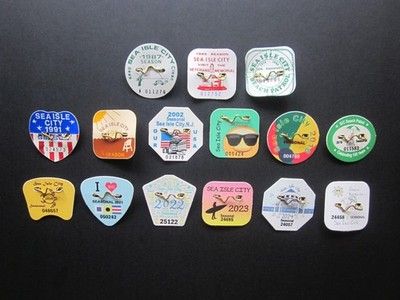 15  YEARS  SEA  ISLE  CITY  NEW  JERSEY  SEASONAL  BEACH  BADGES/TAGS