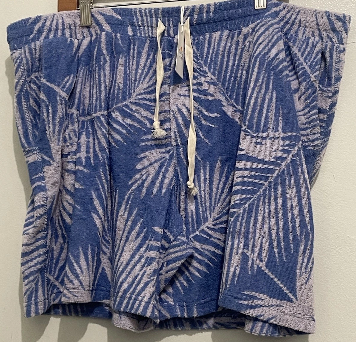 Marine Layer Men’s Terry Out Jacquard Short 6” Blue Frond Sz XXL NWT