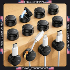 Magnetic Cable Organizer 12 Pack with 360  Rotating Base for All Cables