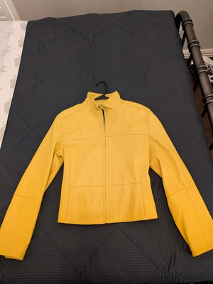 #ad #ad Andrew Marc New York Ladies Size S 100 Percent Leather Yellow Jacket Read $29.95