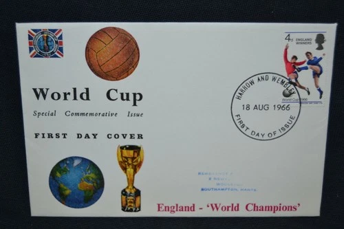 GB first day cover 1966World Cup Winners with Harrow & Wembley cancel.